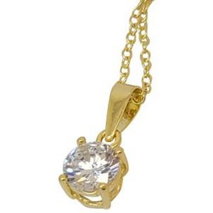 .75ct Round Solitaire Diamond Simulant 18K YG Plated SS Pendant 18"